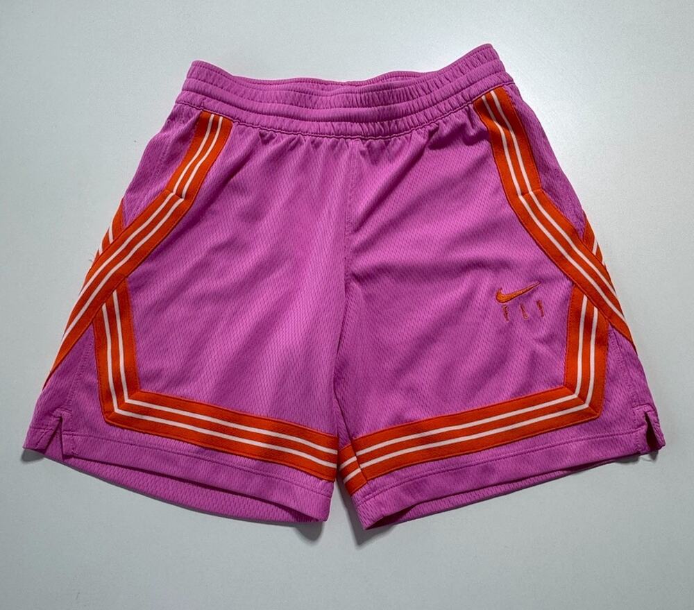 Nike FLY Youth Girls Mesh Basketball Shorts Pink/Orange 6" Inseam Breathable M